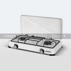 ARDESTO Gas Cooktop GTC-NS2012W, gas type LPG, 2 alum. burners, enamel body, painted grid, top lid, color: white